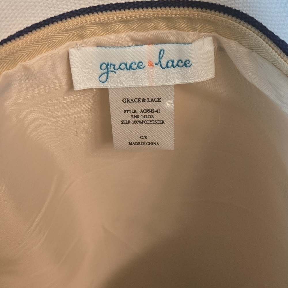 Grace and Lace Blue White Stripe Nautical Tote Bag - Picture 3 of 3